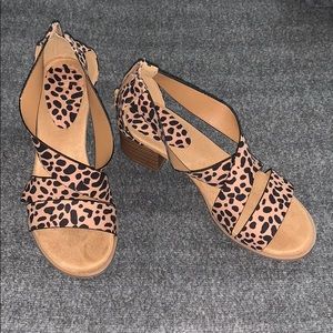 Cheetah Print Chunky Heel Sandals